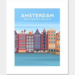 Amsterdam Canal Houses, The Netherlands Posters and Art